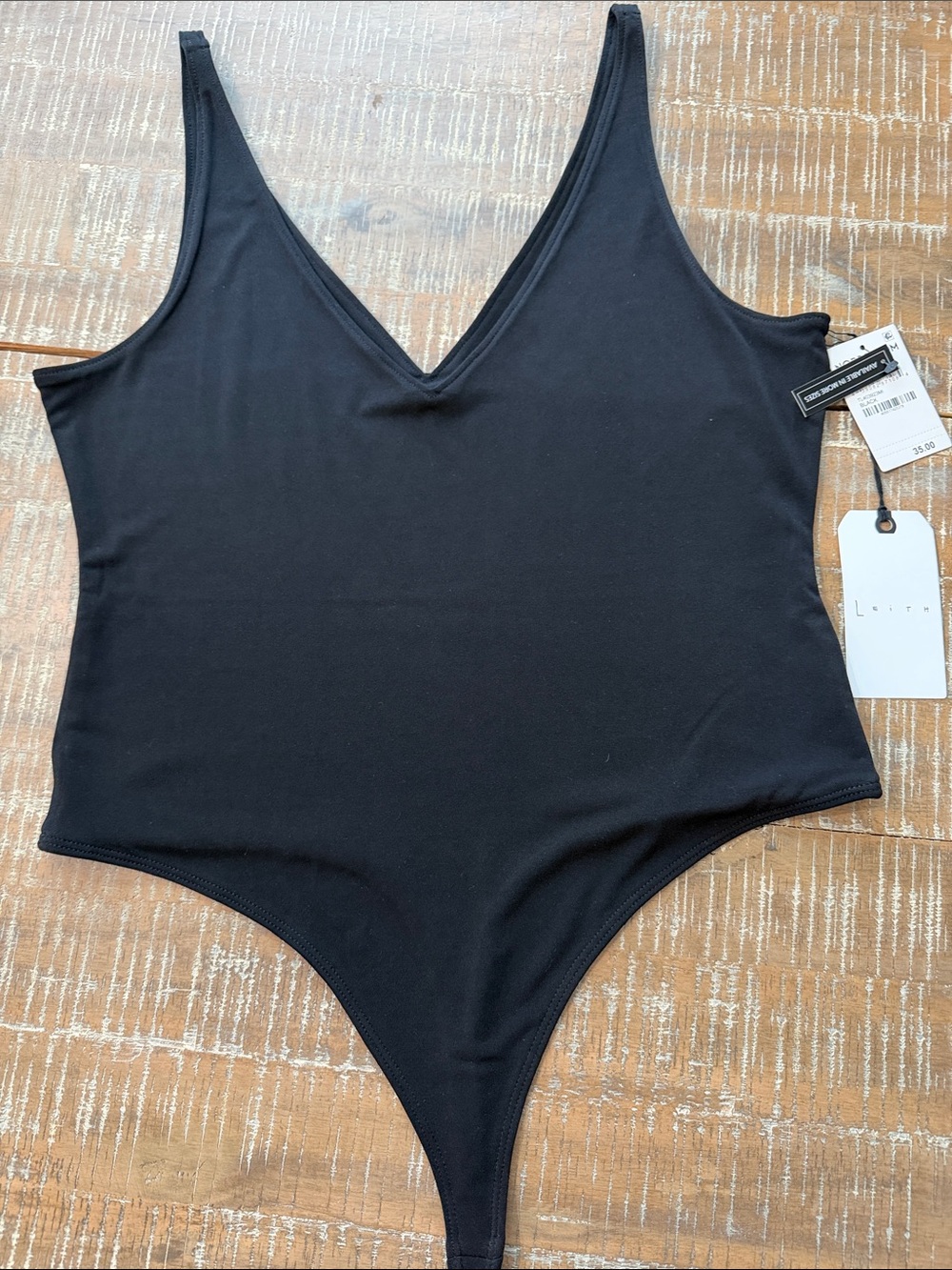 Leith Black V-Neck Sleeveless Bodysuit